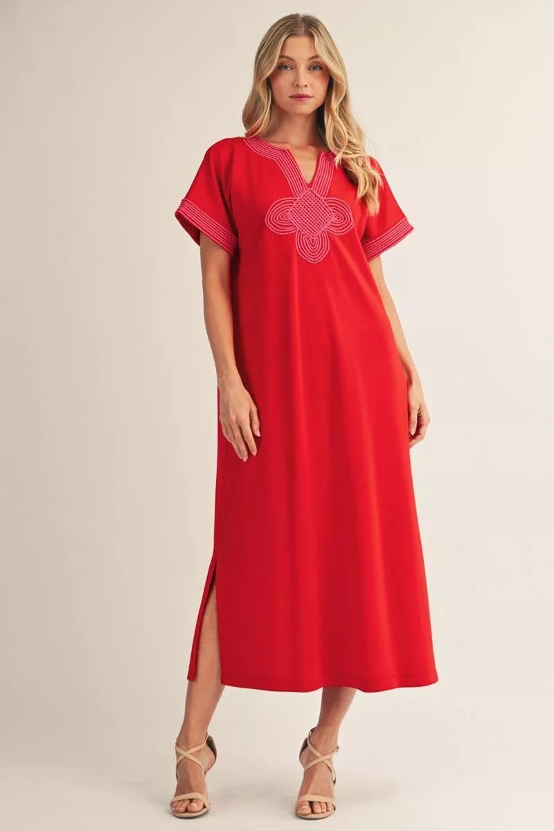 Scarlet Embroidered Dress - 911 Fashion Boutique