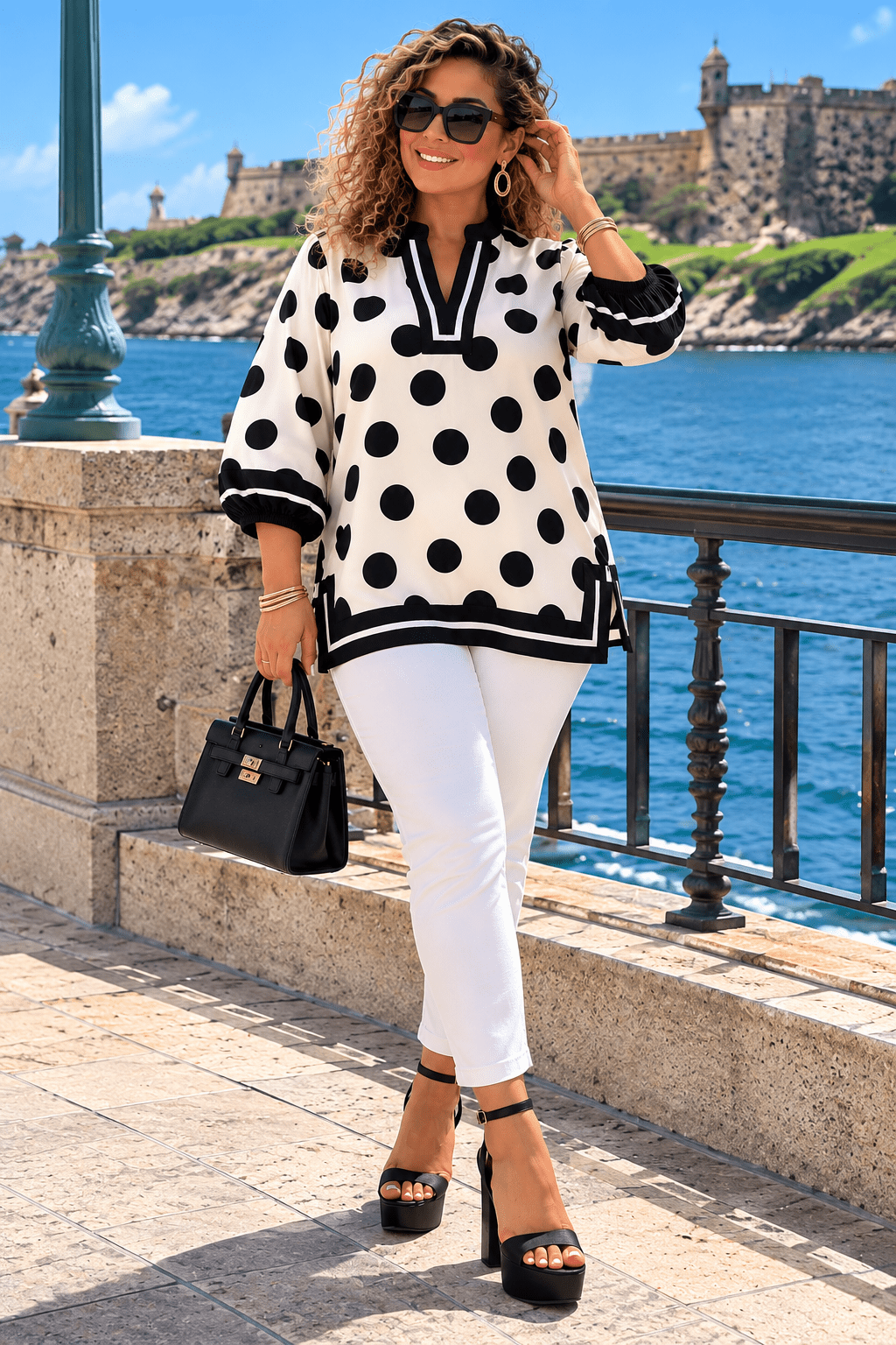 Siena Polka Blouse – White - 911 Fashion Boutique