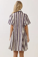 Smoky Black Brush Stripe Shirt Dress - 911 Fashion Boutique