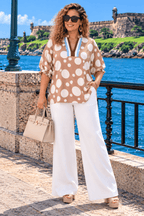 Taupe Dot Elegance Top - 911 Fashion Boutique
