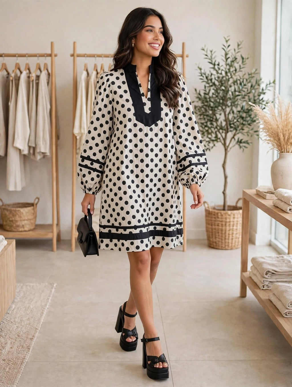 Vestido Audri Cream Polka Dots⚫️⚪️ - 911 Fashion Boutique